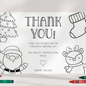 Bewerkbare kerstbedankkaart voor kinderen - kleuren - gepersonaliseerd - doe-het-zelf - sjabloon - JEZELF BEWERKEN