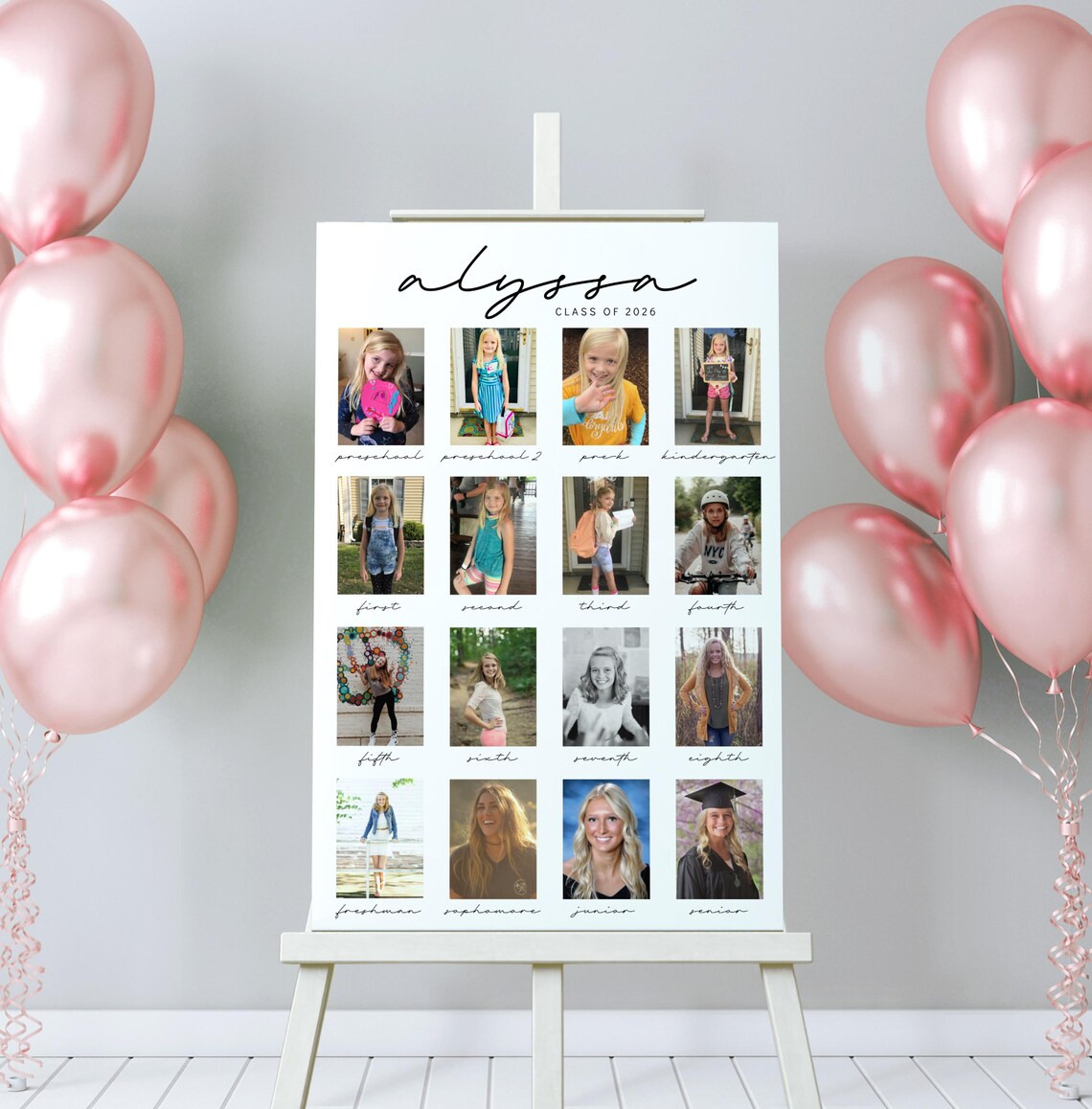 Photo Board Grad Graduation Photo Template, Photo Collage Sign, 16 School Picture Banner ...