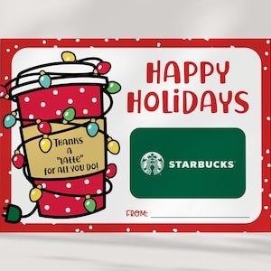 Kaffee Geschenk Kartenhalter - Frohe Feiertage - Printable - Weihnachtsgeschenk - Danke latte - INSTANT DOWNLOAD