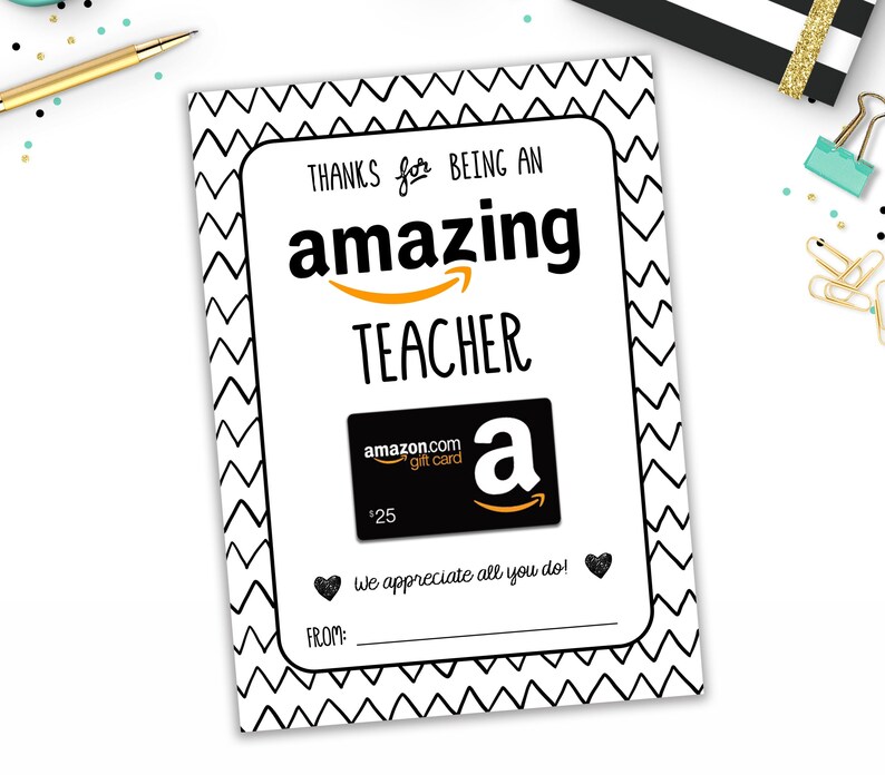 Amazon Gift Card Holder Teacher Appreciation Gift Etsy