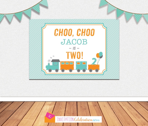 Train Party Backdrop - Birthday Train Poster - Personalized - Choo Choo - Large Sign - Printable File - Choose size and colors - YOU PRINT Il_570xn