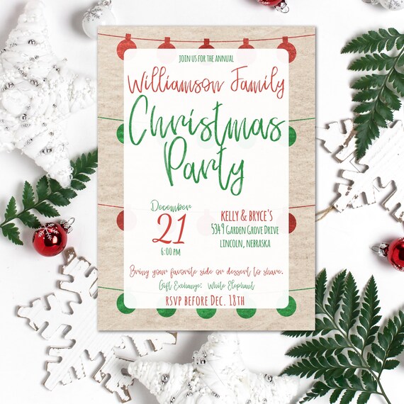 Digital Christmas Invitation - Text - Holiday Party - Email - Print - Editable - Instant Access - Family Christmas Party - Easy - Edit Now! Il_570xn