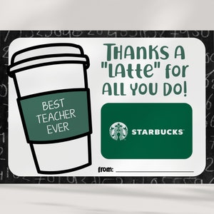 Coffee Gift Card Holder - Teacher Appreciation Gift - Printable - Best Teacher Ever - End of Year - Thanks a latte - INSTANT DOWNLOAD