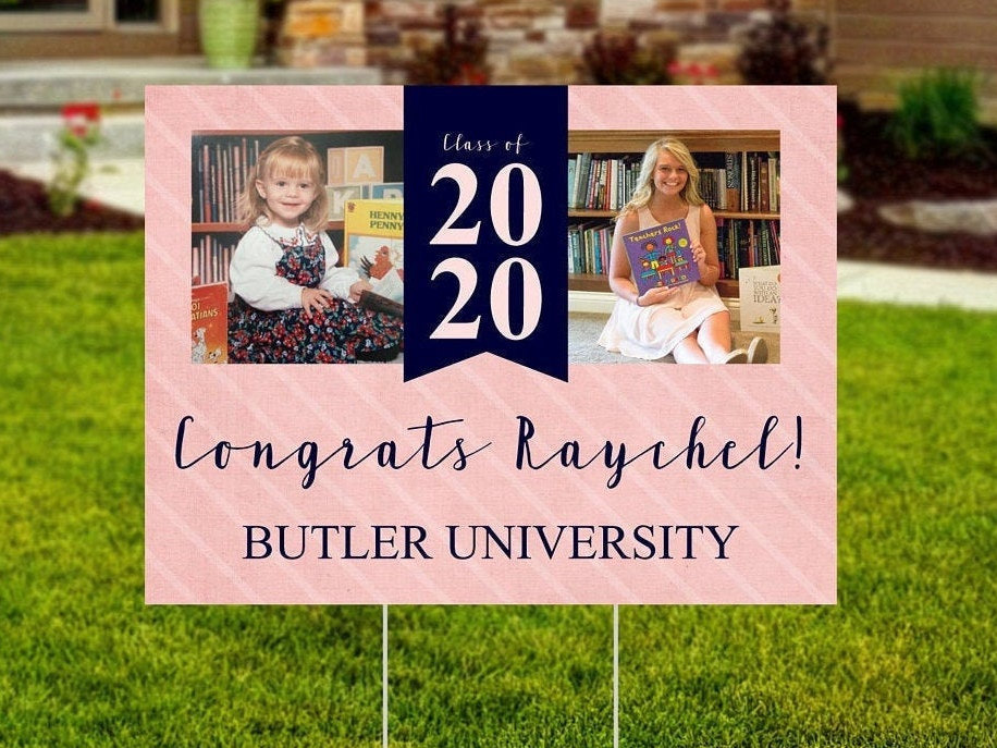 Girl Graduation Yard Sign Now and Then Baby Photo Class of 2022