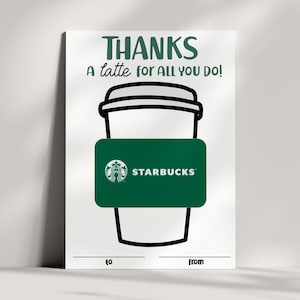 Kaffee Geschenk Kartenhalter - Danke a Latte - Lehrer Wertschätzung - Lehrer Geschenk - Danke Geschenk - Printable - INSTANT DOWNLOAD