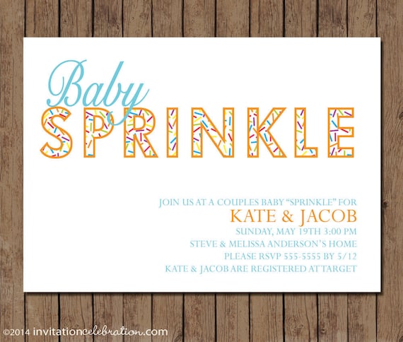 Minimalist Baby Sprinkle Invitation - PRINTABLE - Couples Sprinkle - Baby Boy - Brown with Turquoise OR Turquoise with Orange Il_570xn