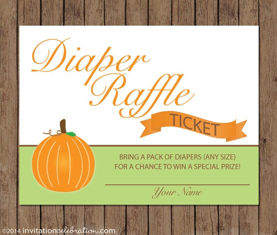 Pumpkin Diaper Raffle Ticket - PRINTABLE - Kit - Sign and Tickets - Cute Little Pumpkin - Fall Baby Shower - INSTANT DOWNLOAD Il_570xn