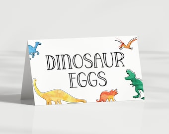 Dinosaur Birthday Party Food Tent Cards - Dino Party - T Rex - Place card - Buffet Cards - Label - Folded - EDITABLE - DIY