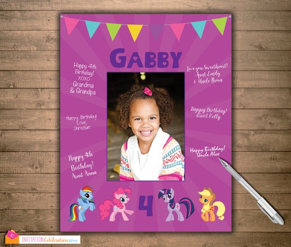 My Little Pony Party - Birthday Signature Mat - Wishes - Wish Board - Guest Book - PRINTABLE - Purple - Digital Il_570xn