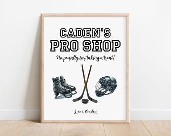 Hockey Party Favor Sign | Editable Pro Shop Template for Birthday Party