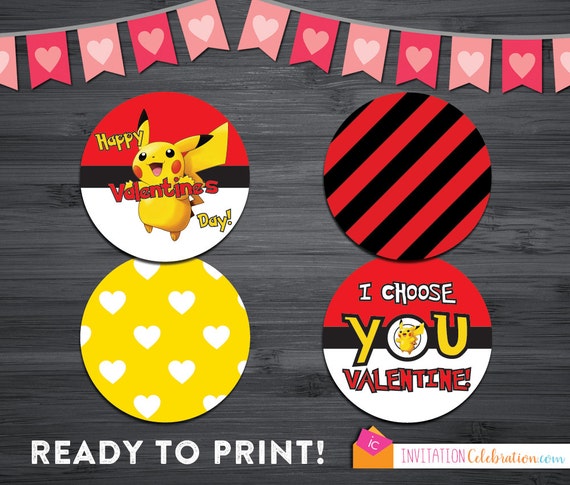 Pokemon Pikachu Valentine Cards - INSTANT DOWNLOAD - Printable - Write-in - Pokeball Il_570xn