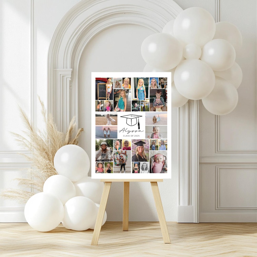 Grad Picture Collage Graduation Photo Display, Photo Collage Sign, Picture Memory Board ...