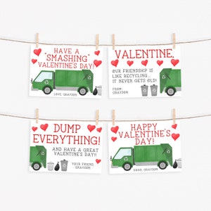 Garbage Truck Valentine Cards - PRINTABLE - Recycling - Trash Truck ...