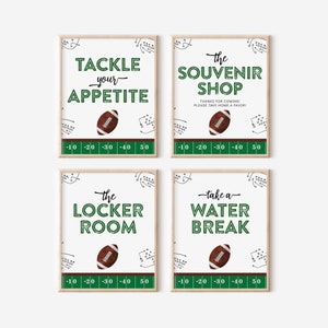 Football Party Signs - Set of 4 Football Birthday Signs - First Down - Printable Digital 8x10 - INSTANT DOWNLOAD