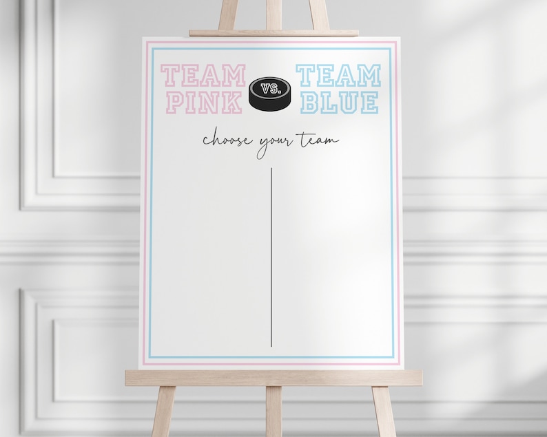 Ice Hockey Gender Reveal Party Invitation - Team Blue Team Pink - Baby Gender Reveal - Digital or Printable - Edit Yourself - DIY image 7