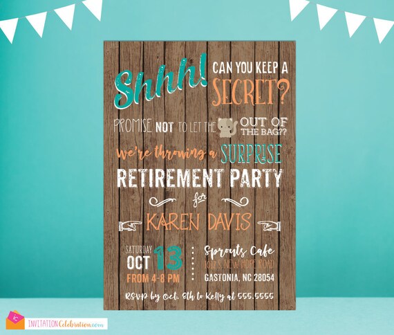 Surprise Party Invitation - Retirement Invitation - Surprise Retirement Invitation - - Female Retirement Invite - Surprise Party Invite Il_570xn