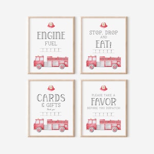 Cartelli per feste con camion dei pompieri - Camion dei pompieri - Vigile del fuoco - Cartello di benvenuto - Decorazione per feste di compleanno - File digitali stampabili - DOWNLOAD IMMEDIATO