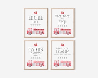 Firetruck Party Signs - Fire Engine - Firefighter - Favor Sign - Birthday Party Decor - Printable Digital Files - INSTANT DOWNLOAD