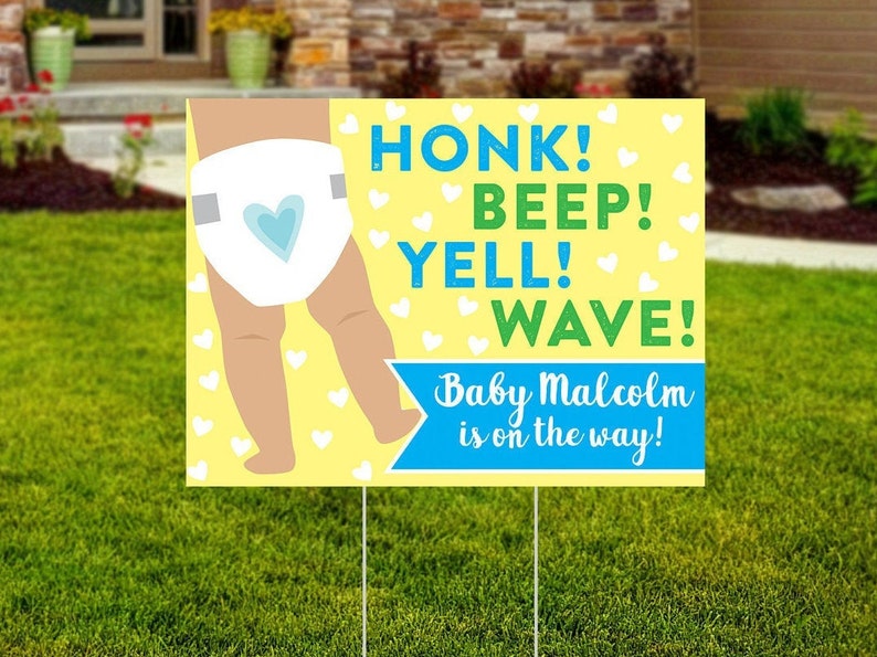 Baby Shower Yard Sign Baby Shower Drive by Sign Baby Boy Etsy