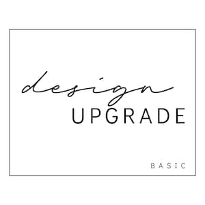 Puede incluir: Logotipo en blanco y negro con el texto "design UPGRADE BASIC" en una fuente simple y moderna.