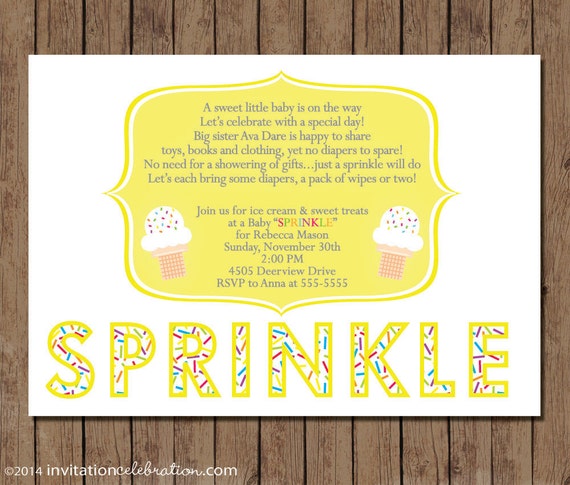 Gender Neutral Baby Sprinkle Invitation PRINTABLE - Ice Cream Party - Diaper Shower - Couples Baby Sprinkle - Yellow Unisex Il_570xn