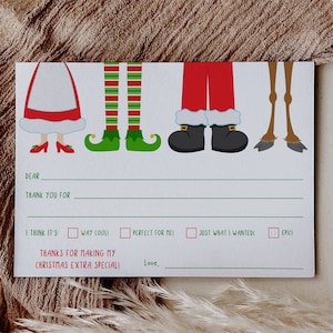 Weihnachtskinder Dankeskarte - Einfach zu drucken - Druckbar - Ausfüllbar - Füllen Sie die Lücken aus - Check Box - DIY - SOFORTIGER DOWNLOAD