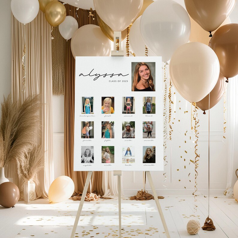 Graduation Photo Template, Photo Collage Sign, K-12 School Picture ...