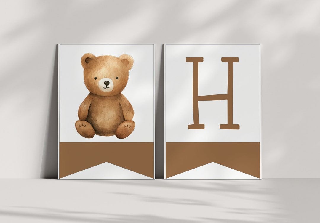 Teddy Bear First Birthday Banner - Bunting, Beary First Birthday ...