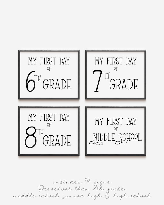 My First Day of School Sign Middle School, Junior High Printable