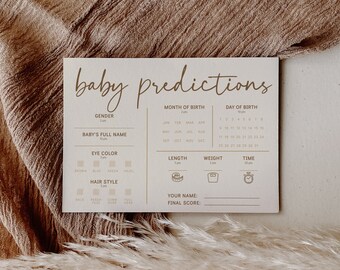 Baby Predictions Game - Contest - Gender Reveal Games - Boho Baby Shower - Minimalist Baby - Baby Shower Activity - INSTANT DOWNLOAD