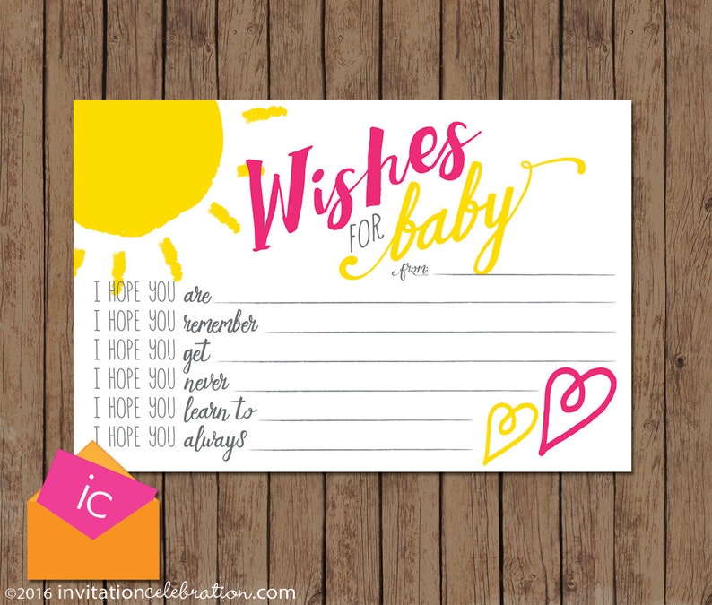 Baby Shower Wish Cards Hope PRINTABLE Baby Sprinkle Etsy