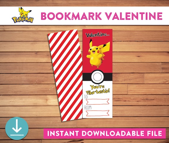 Pokemon Valentine Bookmarks - PRINTABLE - Pikachu - INSTANT DOWNLOAD Il_570xn