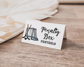 Hockey Food Tent Cards, The Great One First Birthday Party Decor, Hockey Place Card, Custom Buffet Label, Editable Template