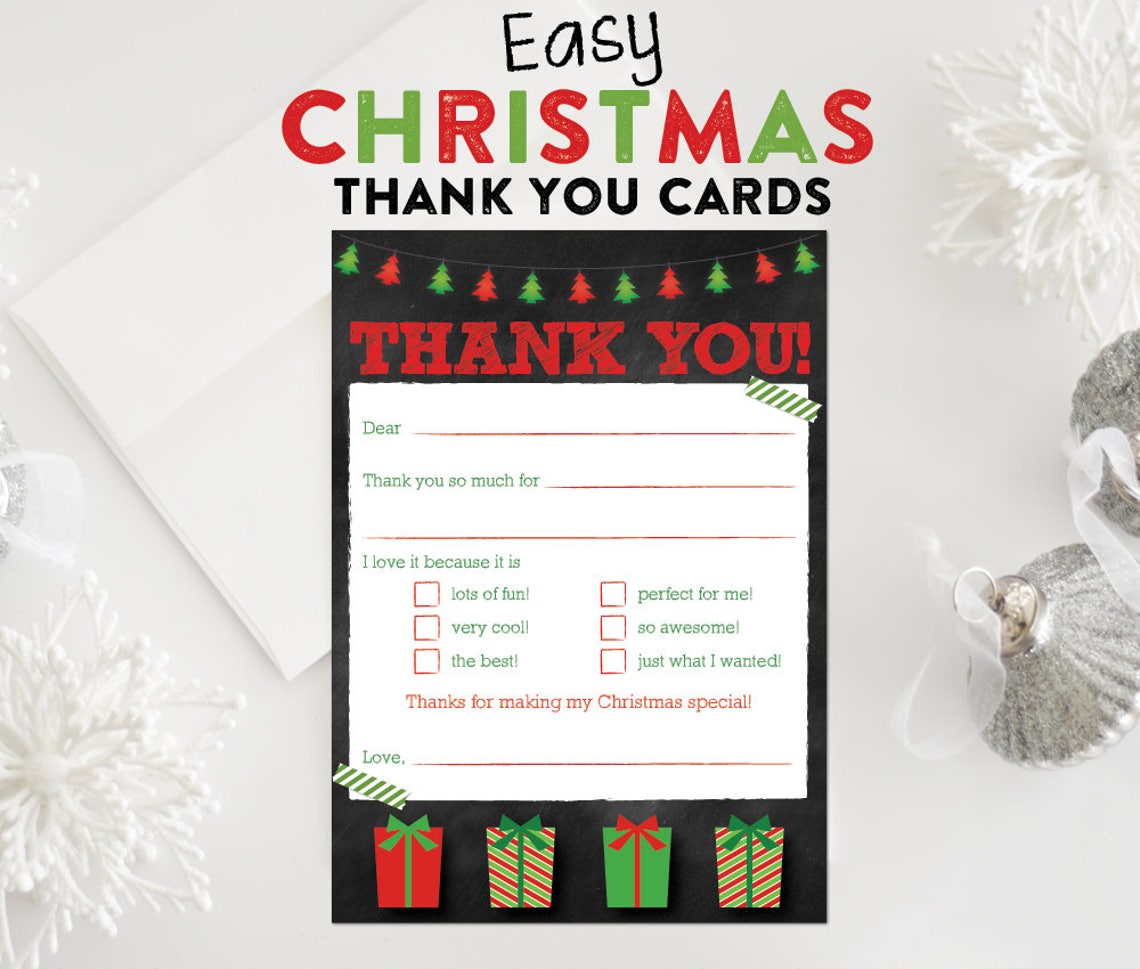 Kids Christmas Thank You Post Card - Coloring Page - PRINTABLE - Fill ...