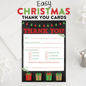 Kids Christmas Thank You Post Card Coloring Page PRINTABLE Fill in the Blank Checkbox INSTANT DOWNLOAD image 3