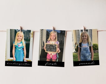 Graduation Photo Banner, Through the Years Photo Garland, School Pictures, Class of 2023, DIY, Instant Download, EDITABLE