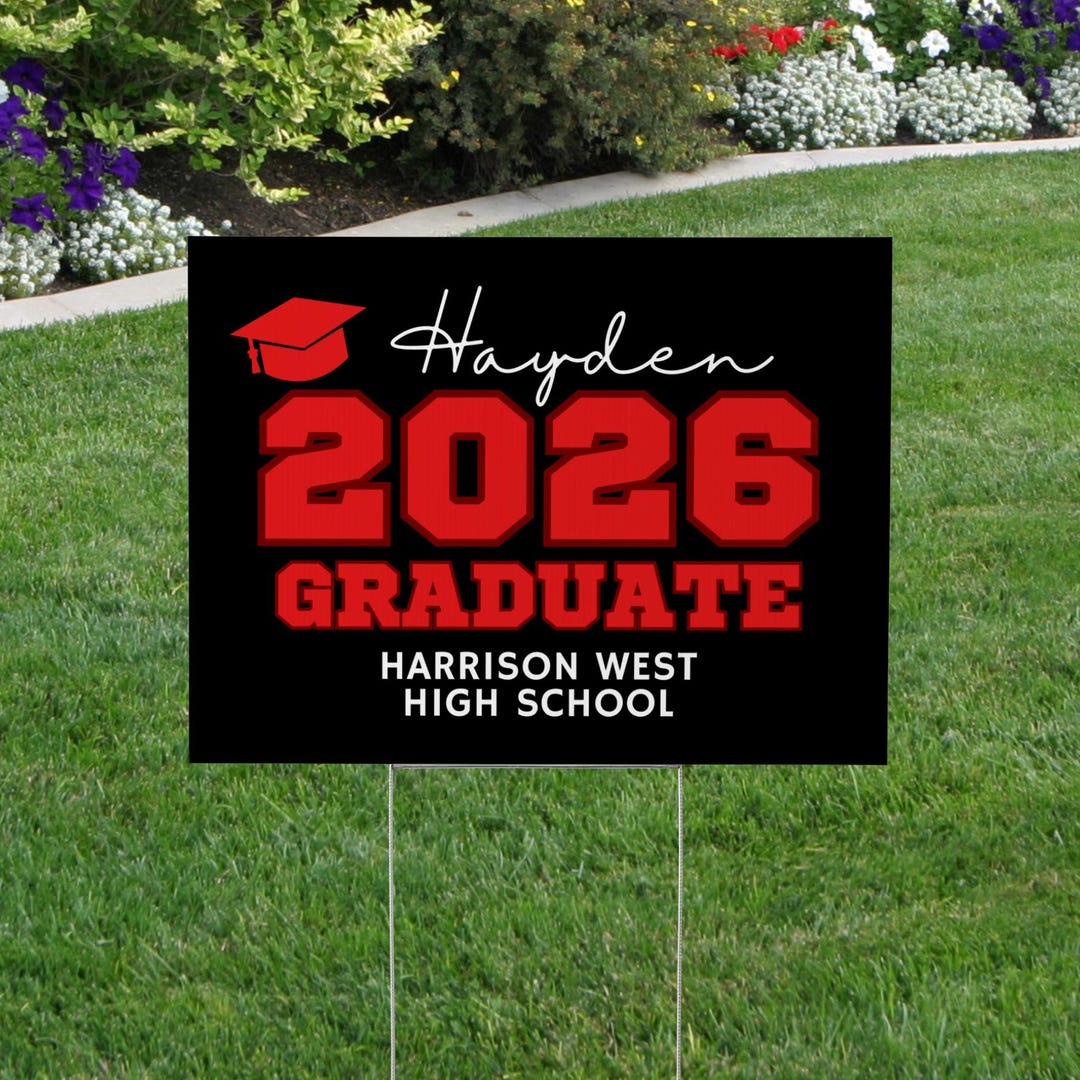 Modern Graduation Yard Sign - Class of 2026, Large Outdoor Senior Lawn ...