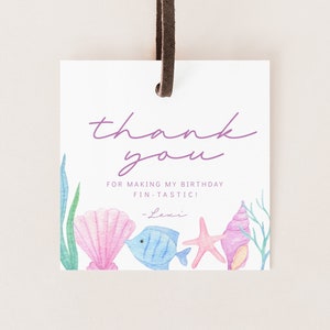 Oneder the Sea Favor Tag - Under the Sea Goodie Bag - Fintastic, Seashell Thank You Label ...