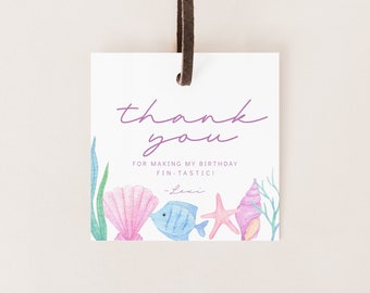 ONEder the Sea Favor Tag - Under the Sea Goodie Bag - Fintastic, Seashell Thank You Label - Printable - EDITABLE - DIY