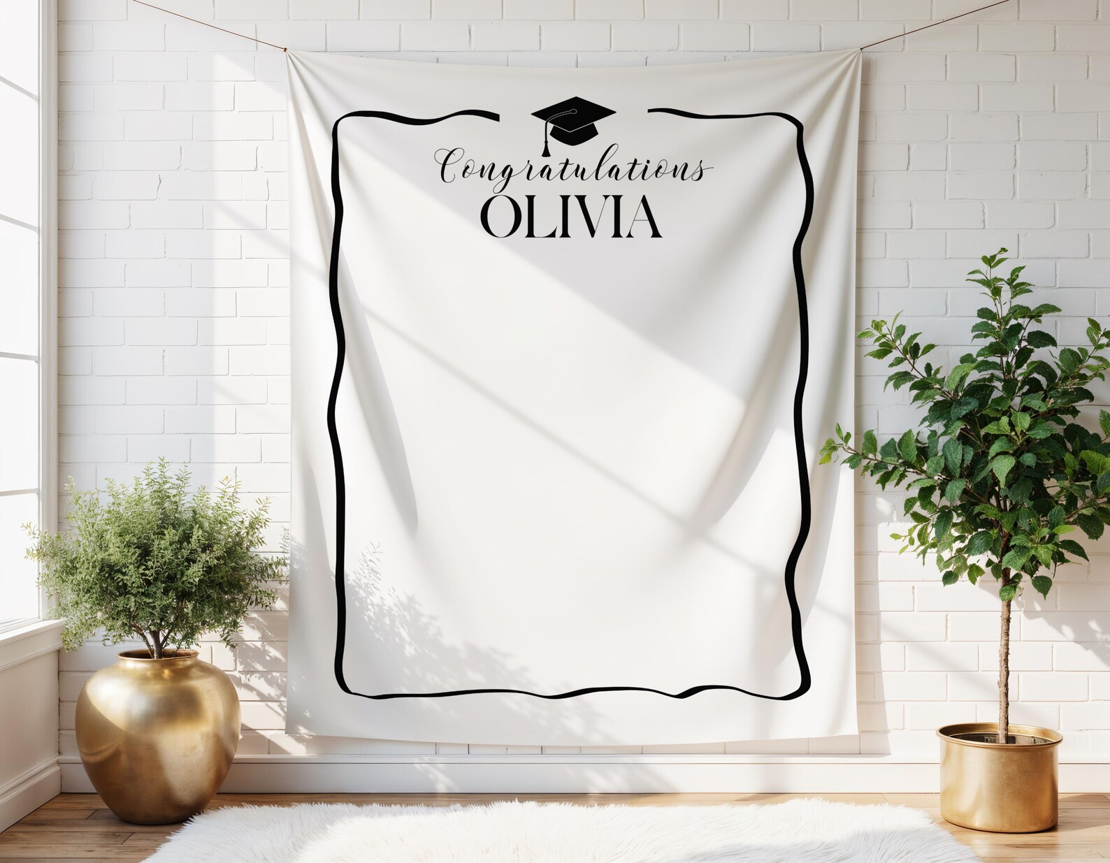 Personalized Graduation Party Backdrop | Minimalist Black and White ...