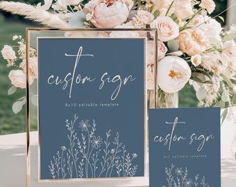 Baby in Bloom Sign - Wildflower Baby Shower Custom Sign - Personalized Baby Shower Signs - EDITABLE for Any Event - Any Colors - 2 sizes