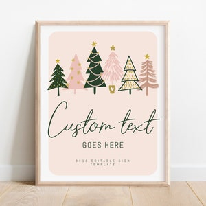 Editable Winter ONEderland 1st Birthday Sign - Girl Christmas Birthday Party Sign - Pink Trees - Holiday First Birthday - EDITABLE - DIY