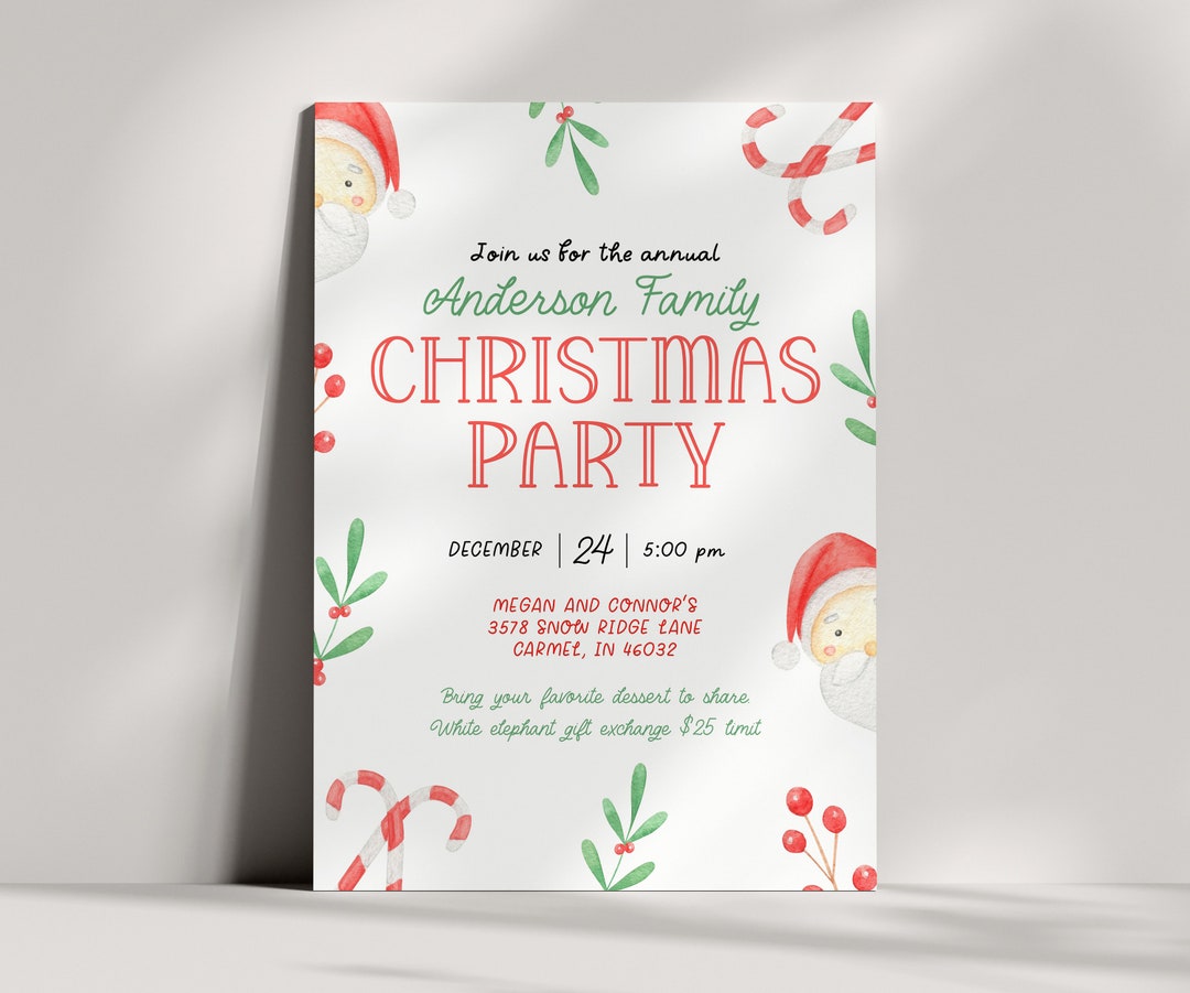 Christmas Party Invitation Watercolor Holiday Party Invite - Etsy