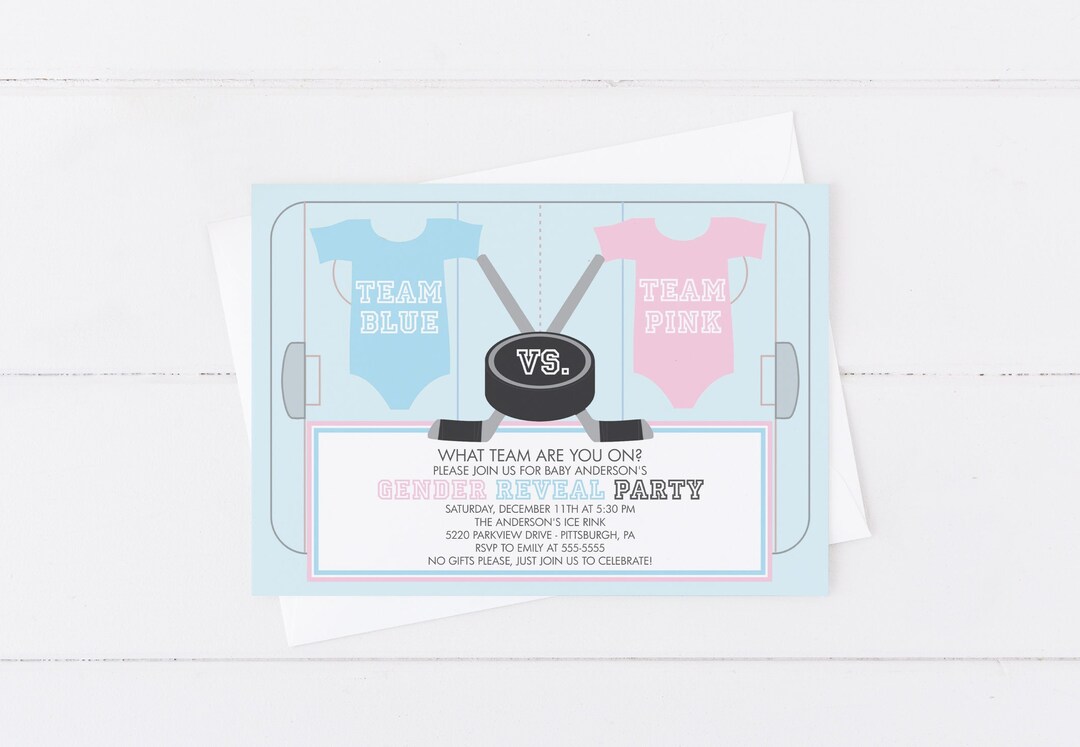 Ice Hockey Gender Reveal Party Invitation PRINTABLE Edit Etsy
