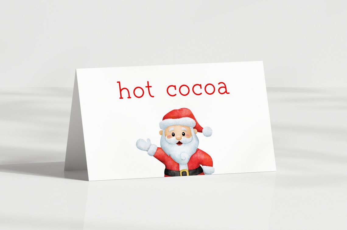 Editable Santa Christmas Party Food Tent Cards Place Card Etsy