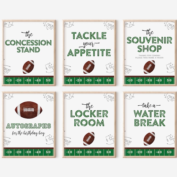 Football Party Signs - Set of 6 Football Birthday Signs - First Year Down - Printable Digital 8x10 - INSTANT DOWNLOAD
