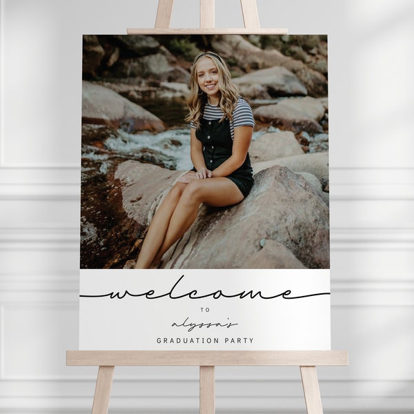 Graduation Welcome Sign, Grad Party Sign, Class of 2024, Entrance Sign, Senior Graduation, Open House Sign, Photo, EDITABLE Template