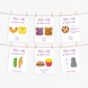 Valentijnskaarten voor de klas - Kinderen PRINTABLE - Perfect Paar - Melkkoekjes - Pindakaasgelei - Jij en ik gaan samen - Bewerkbaar sjabloon