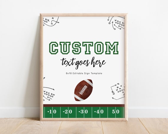 First Year Down Birthday Sign - Football Party Sign - Football Birthday Party - First Year Down Custom Sign - EDITABLE Template - DIY