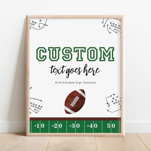 First Year Down Birthday Sign - Football Party Sign - Football Birthday Party - First Year Down Custom Sign - EDITABLE Template - DIY